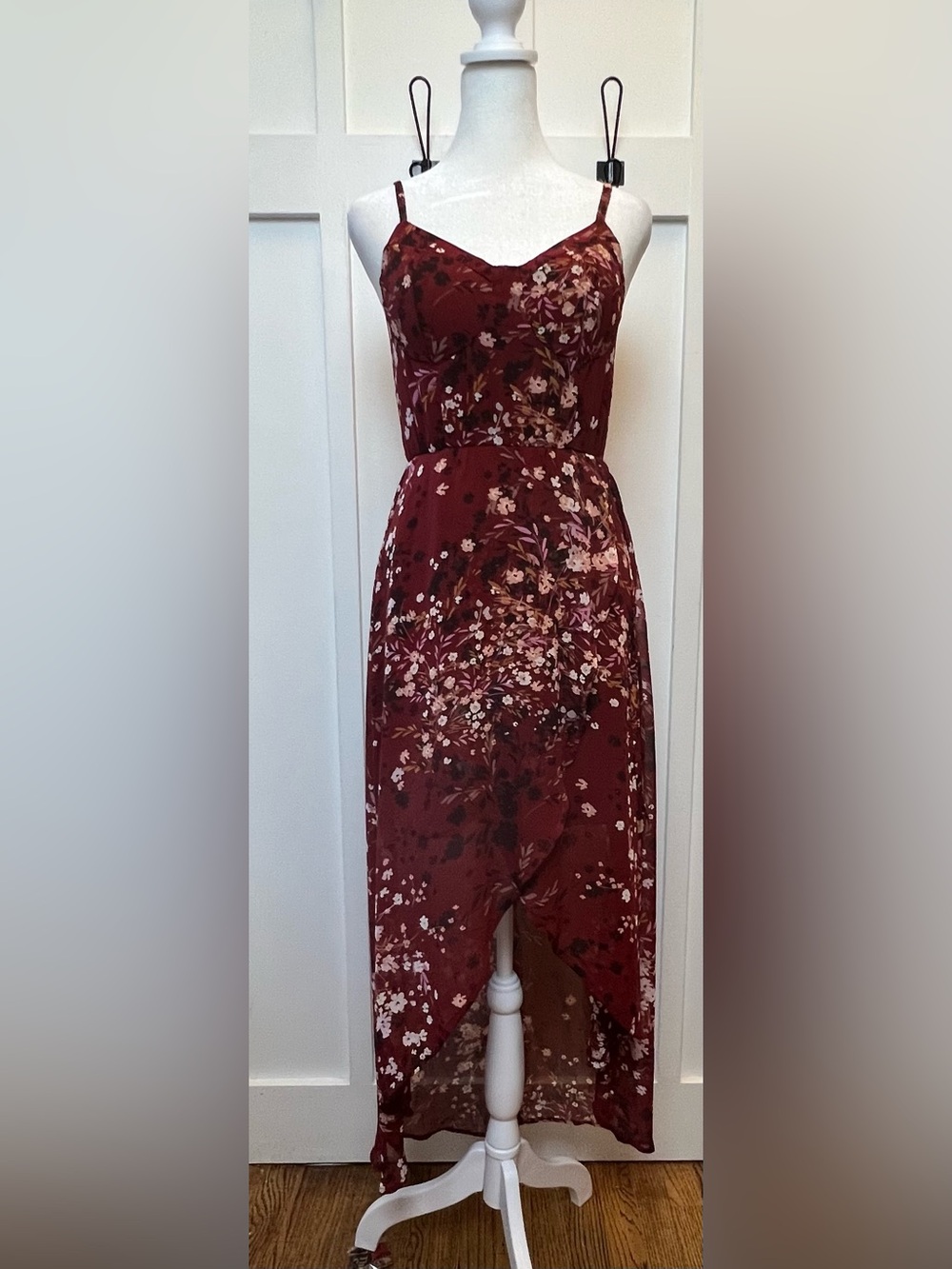 Lily Rose Size XS Corset Sheer Flowy Summer Dress Spaghetti Strap Floral Guest